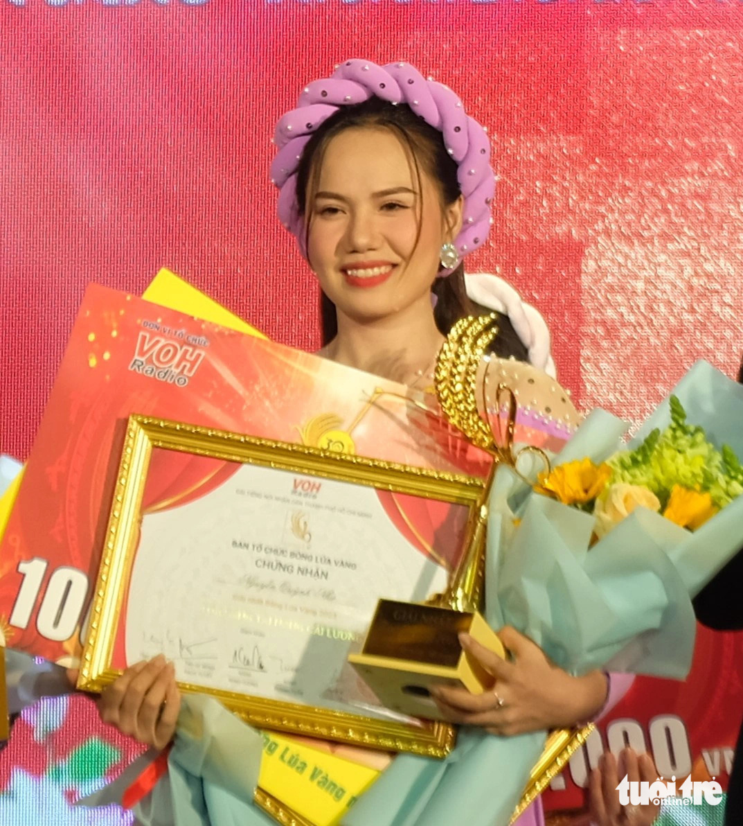 Thí sinh Nguyễn Quỳnh Như đoạt giải quán quân Bông lúa vàng năm 2023 - Ảnh: LINH ĐOAN